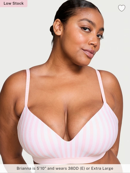 Victoria's Secret Other - Victoria's Secret Pink and White Striped Scoop Wireless Bra 36D